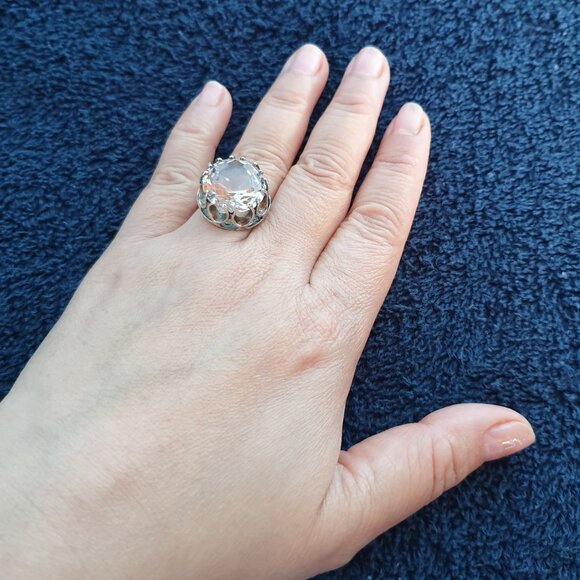 Vintage Alpo Kustaa Tammi Sterling Silver White Quartz Finnish Statement Ring - Picture 13 of 13